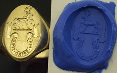 family crest ring with imprint